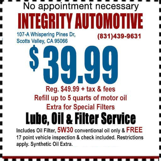 Oil Change Near Me | $39.99 Oil Coupon | Scotts Valley